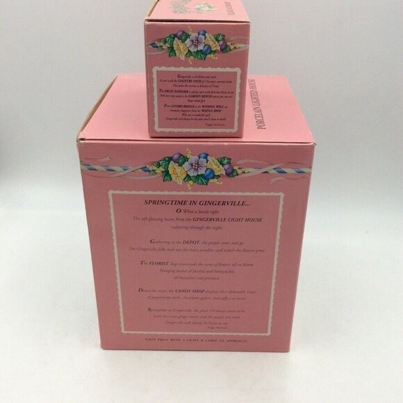 Vintage Gingerville Porcelain Light Up House Easter Village Garden Bench New - Picture 2 of 6